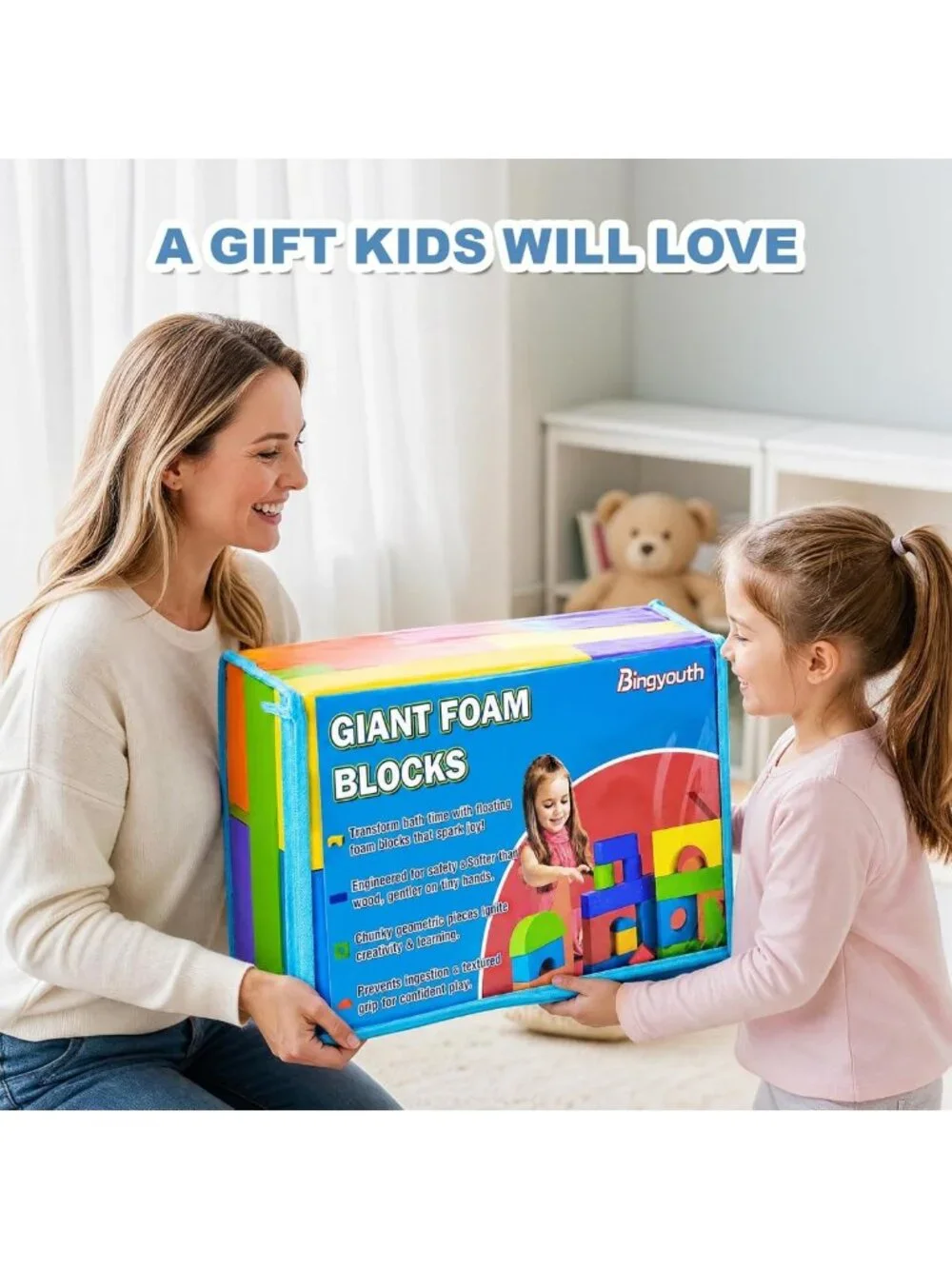 Large Foam Building Blocks Set for Toddlers, Non-Toxic Stacking Toy, 30 Pieces